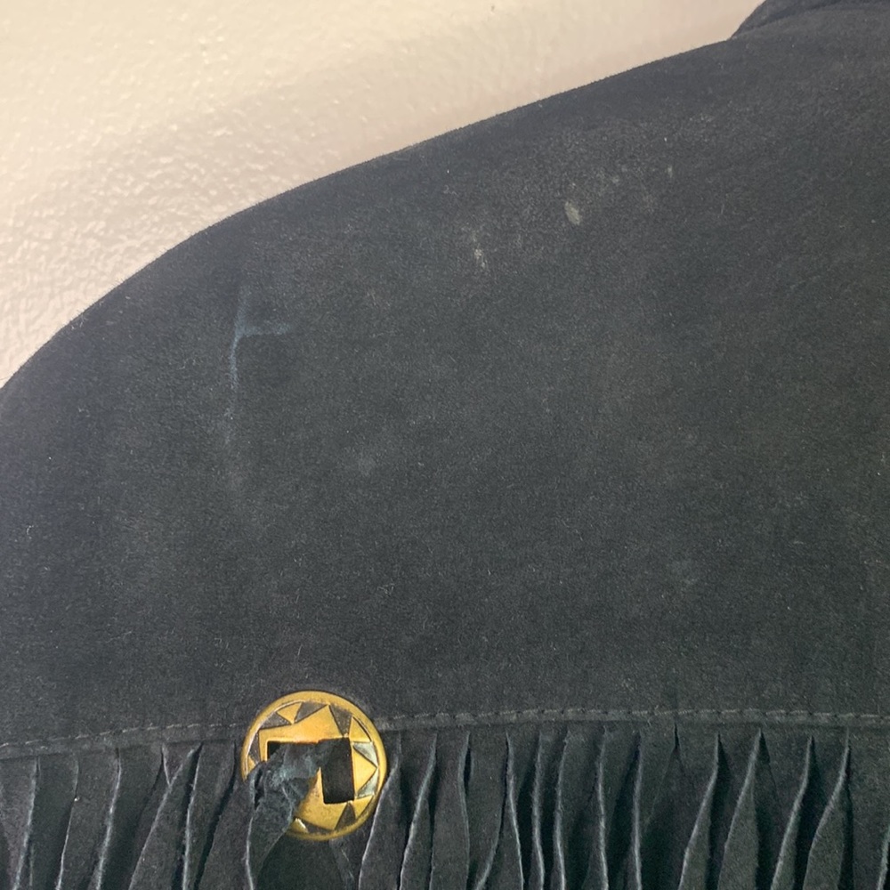 VTG 70s Learsi Black Rancher Western Fringe Suede Leather Jacket Womens Small - Picture 10 of 13